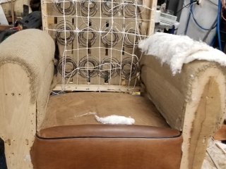 French Moustache Back Brown Leather Club Chair